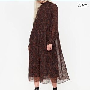 Ganni Georgette Pleated midi dress